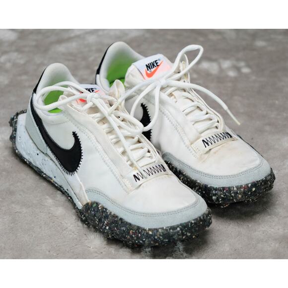 Nike Waffle Racer Crater White Black Gray Sneakers Womens Size 7 CT1983-104 - Picture 1 of 16